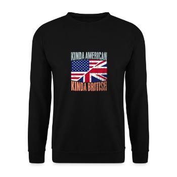 Vintage Moitié USA Moitié Grande-Bretagne Un peu américain - Sweat-shirt Unisexe - noir - Devant - Alina (178cm) & Michal (187cm)