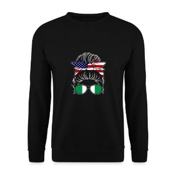 Awesome Nigerian American Girl Messy Bun For - Unisex Sweatshirt - black - Front - Alina (178cm) & Michal (187cm)
