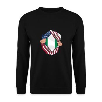 Awesome American Raised With Nigerian Roots Flag - Unisex Pullover - Schwarz - Vorne - Alina (178cm) & Michal (187cm)