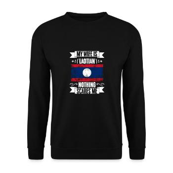 Funny My Wife Is Laotian Nothing Scares Me A - Unisex Sweatshirt - black - Front - Alina (178cm) & Michal (187cm)