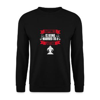 Drôle de mariage lao Le bonheur est d’être marié à un - Sweat-shirt Unisexe - noir - Devant - Alina (178cm) & Michal (187cm)