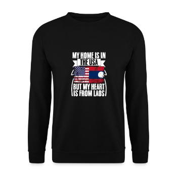 My Home Is In The USA Cool Laotian Roots For The - Unisex Sweatshirt - black - Front - Alina (178cm) & Michal (187cm)