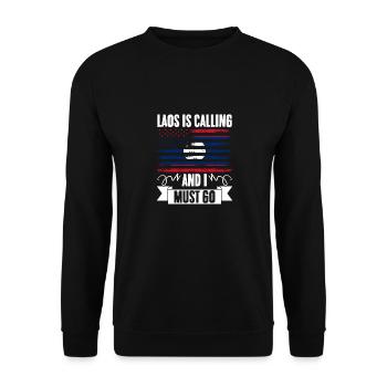 Funny Laos Is Calling And I Must Go For A Laotian - Unisex Sweatshirt - black - Front - Alina (178cm) & Michal (187cm)