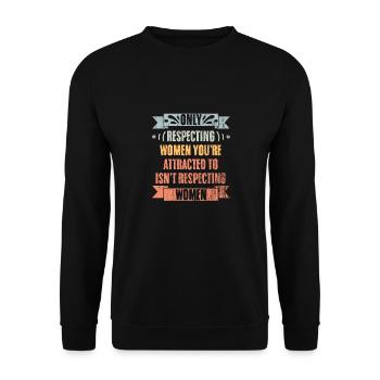 Retro Respecting Women Feminine Gender Equality A - Unisex Pullover - Schwarz - Vorne - Alina (178cm) & Michal (187cm)