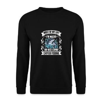 Most Of My Life I've Funny Catfish Hunter A - Unisex Sweatshirt - black - Front - Alina (178cm) & Michal (187cm)