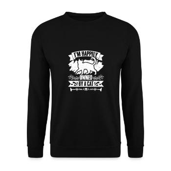 Funny I'm Happily Owned By A Cat For A Cat Owner - Unisex Sweatshirt - black - Front - Alina (178cm) & Michal (187cm)