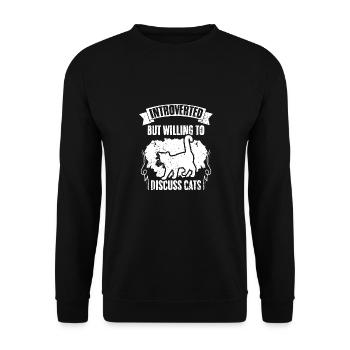 Introverti mais prêt à discuter des chats Drôle de chat - Sweat-shirt Unisexe - noir - Devant - Alina (178cm) & Michal (187cm)