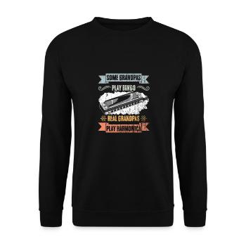 Certains grands-pères jouent au Bingo Vintage Harmonica Lover - Sweat-shirt Unisexe - noir - Devant - Alina (178cm) & Michal (187cm)