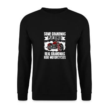 Some Grandmas Play Bingo Real Grandmas Ride - Unisex Pullover - Schwarz - Vorne - Alina (178cm) & Michal (187cm)