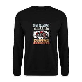 Some Grandmas Play Bingo Real Grandmas Ride - Unisex Pullover - Schwarz - Vorne - Alina (178cm) & Michal (187cm)