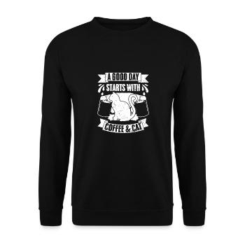 A Good Day Starts With Coffee Awesome Caffeinated - Unisex Pullover - Schwarz - Vorne - Alina (178cm) & Michal (187cm)