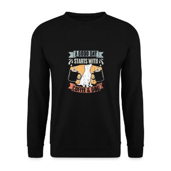 Vintage Une bonne journée commence avec du café et du chien - Sweat-shirt Unisexe - noir - Devant - Alina (178cm) & Michal (187cm)