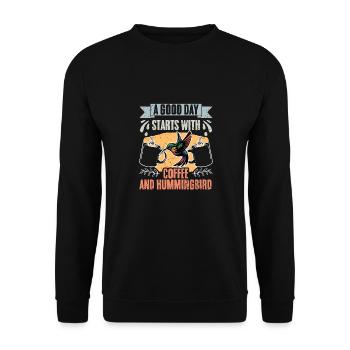 A Good Day Starts With Coffee And Hummingbird - Unisex Sweatshirt - black - Front - Alina (178cm) & Michal (187cm)