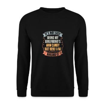 It's Not Easy Being My Girlfriend's Arm Candy - Unisex Pullover - Schwarz - Vorne - Alina (178cm) & Michal (187cm)