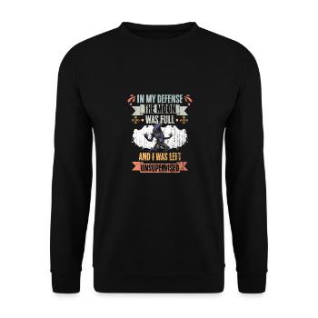 In My Defense The Moon Was Full And I Was Left - Unisex Pullover - Schwarz - Vorne - Alina (178cm) & Michal (187cm)