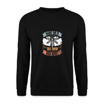 Retro Hams Do It Till Their Giga Hertz A Ham Radio - Unisex Pullover - Schwarz - Vorne - Alina (178cm) & Michal (187cm)