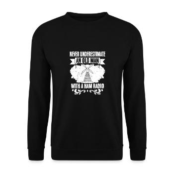Ne sous-estimez jamais un vieil homme drôle de radio amateur - Sweat-shirt Unisexe - noir - Devant - Alina (178cm) & Michal (187cm)