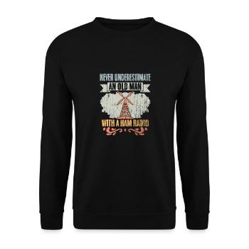Never Underestimate An Old Man Retro Amateur Radio - Unisex Sweatshirt - black - Front - Alina (178cm) & Michal (187cm)