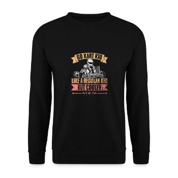 Go Kart Kid Retro Karting Just Like A Regular Kid - Unisex Pullover - Schwarz - Vorne - Alina (178cm) & Michal (187cm)