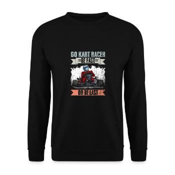 Soyez rapide ou soyez le dernier coureur rétro de karting A Karting - Sweat-shirt Unisexe - noir - Devant - Alina (178cm) & Michal (187cm)