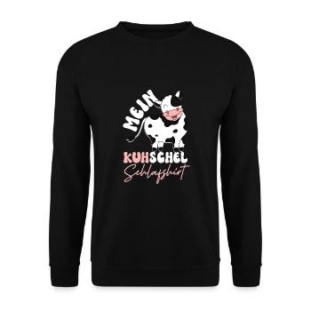 Mein Kuhschel Kuh Schlaf - Unisex Pullover - Schwarz - Vorne - Alina (178cm) & Michal (187cm)