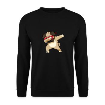 Lustige Dabbing Mops - lustige Mops - Unisex Pullover - Schwarz - Vorne - Alina (178cm) & Michal (187cm)