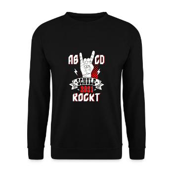 Kinder Schule Rockt Einschulung Schulkind 2021 - Unisex Pullover - Schwarz - Vorne - Alina (178cm) & Michal (187cm)