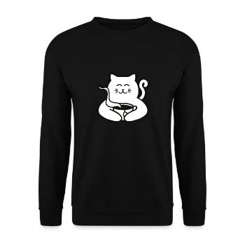 Cat with tea earl grey - Unisex Sweatshirt - black - Front - Alina (178cm) & Michal (187cm)