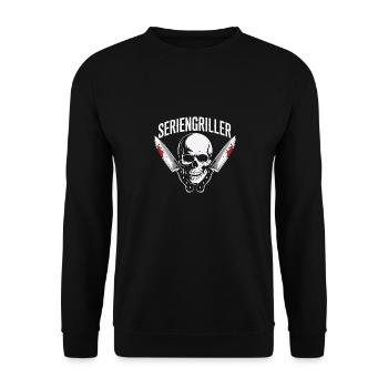 Skull Seriengriller mit Grillmessern - Unisex Pullover - Schwarz - Vorne - Alina (178cm) & Michal (187cm)