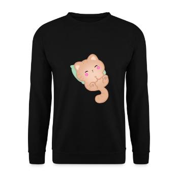 Cute Sleeping Cat Gift Idea Kitten - Unisex Sweatshirt - black - Front - Alina (178cm) & Michal (187cm)