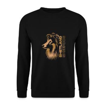Sheltie | Shetland Berger Chien Tête Or - Sweat-shirt Unisexe - noir - Devant - Alina (178cm) & Michal (187cm)