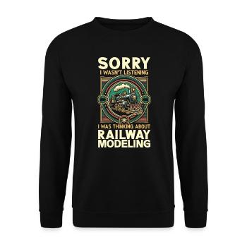 Modelleisenbahn-Liebhaber - Unisex Pullover - Schwarz - Vorne - Alina (178cm) & Michal (187cm)