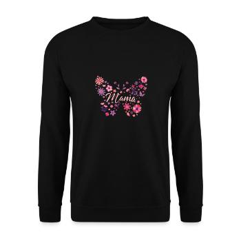 Mama Schmetterling / Muttertag - Unisex Pullover - Schwarz - Vorne - Alina (178cm) & Michal (187cm)