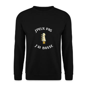 J'peux pas j'ai basse, cadeau humour bassiste - Sweat-shirt Unisexe - noir - Devant - Alina (178cm) & Michal (187cm)
