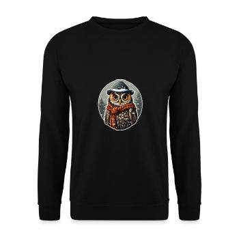 "Snow magic with an owl's view" - Unisex Sweatshirt - black - Front - Alina (178cm) & Michal (187cm)