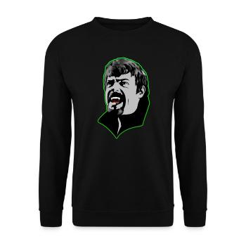Ein hungriger Vampir Mann - grün - Unisex Pullover - Schwarz - Vorne - Alina (178cm) & Michal (187cm)