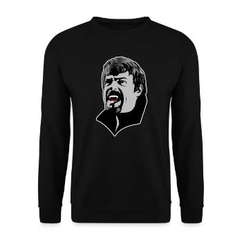 Ein hungriger Vampir Mann - weiß - Unisex Pullover - Schwarz - Vorne - Alina (178cm) & Michal (187cm)