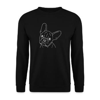 Französische Bulldogge - Unisex Pullover - Schwarz - Vorne - Alina (178cm) & Michal (187cm)