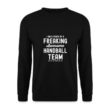 Handball Coach Trainer Geschenk - Unisex Pullover - Schwarz - Vorne - Alina (178cm) & Michal (187cm)