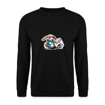 Gamer bunny with controller for cool gamers - Unisex Sweatshirt - black - Front - Alina (178cm) & Michal (187cm)