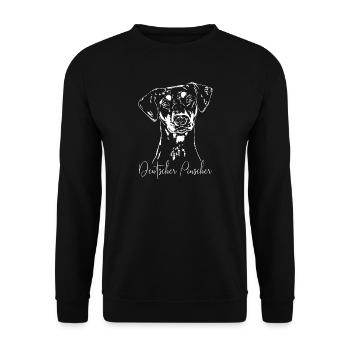 DEUTSCHER PINSCHER Hund Hunde Wilsigns Hunderasse - Unisex Pullover - Schwarz - Vorne - Alina (178cm) & Michal (187cm)