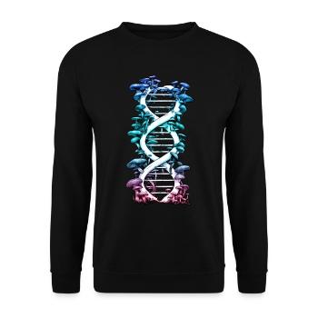 DNA Helix with Mushrooms Nature Art Colorful - Unisex Sweatshirt - black - Front - Alina (178cm) & Michal (187cm)
