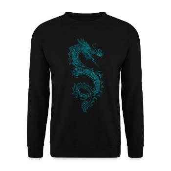Drache Feuer Märchen Fliegen Saga Fantasy Geschenk - Unisex Pullover - Schwarz - Vorne - Alina (178cm) & Michal (187cm)