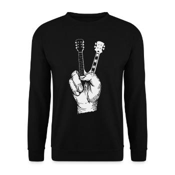 Gitarre Peace Rock Gitarrist Bassist Hippie - Unisex Pullover - Schwarz - Vorne - Alina (178cm) & Michal (187cm)