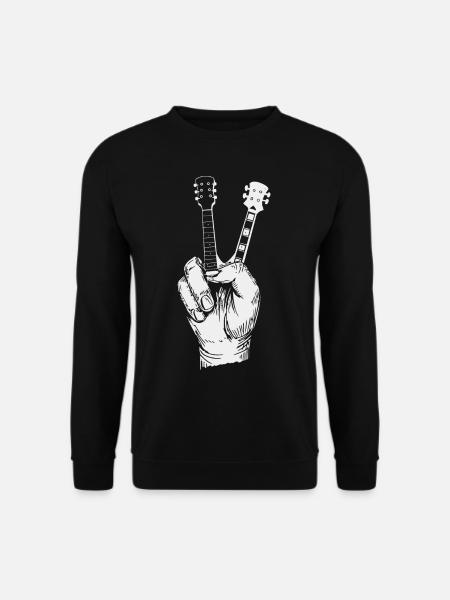 Gitarre Peace Rock Gitarrist Bassist Hippie - Unisex Pullover - Schwarz