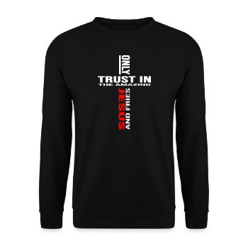 jesus god church pray cross christ french fries - Unisex Sweatshirt - black - Front - Alina (178cm) & Michal (187cm)