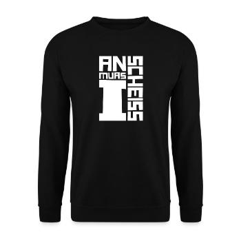 An scheiss muas i - Unisex Pullover - Schwarz - Vorne - Alina (178cm) & Michal (187cm)
