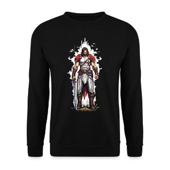 Retro Gaming Pixel Kunst Arcade Videogame Design - Unisex Pullover - Schwarz - Vorne - Alina (178cm) & Michal (187cm)