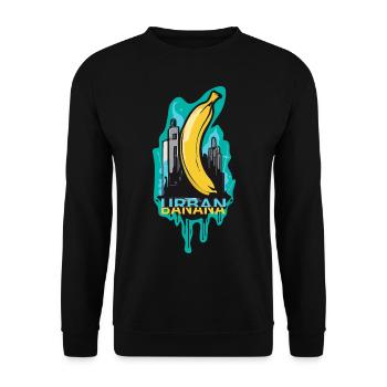 Urban Banana: Coole Banane im Großstadt-Dschungel - Unisex Pullover - Schwarz - Vorne - Alina (178cm) & Michal (187cm)