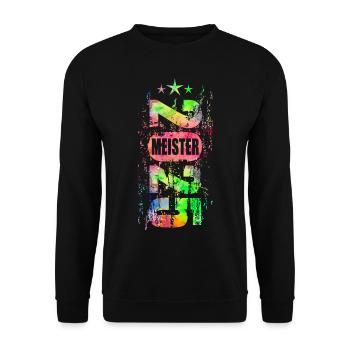 Meister 2025 bunt - Unisex Pullover - Schwarz - Vorne - Alina (178cm) & Michal (187cm)